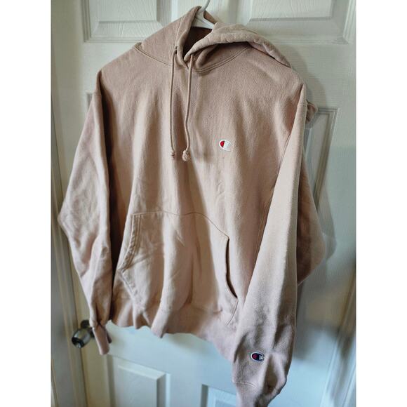 Champions Reverse Weave Medium Sweater Plush Pink Hoodie Front Pocket - Picture 4 of 9